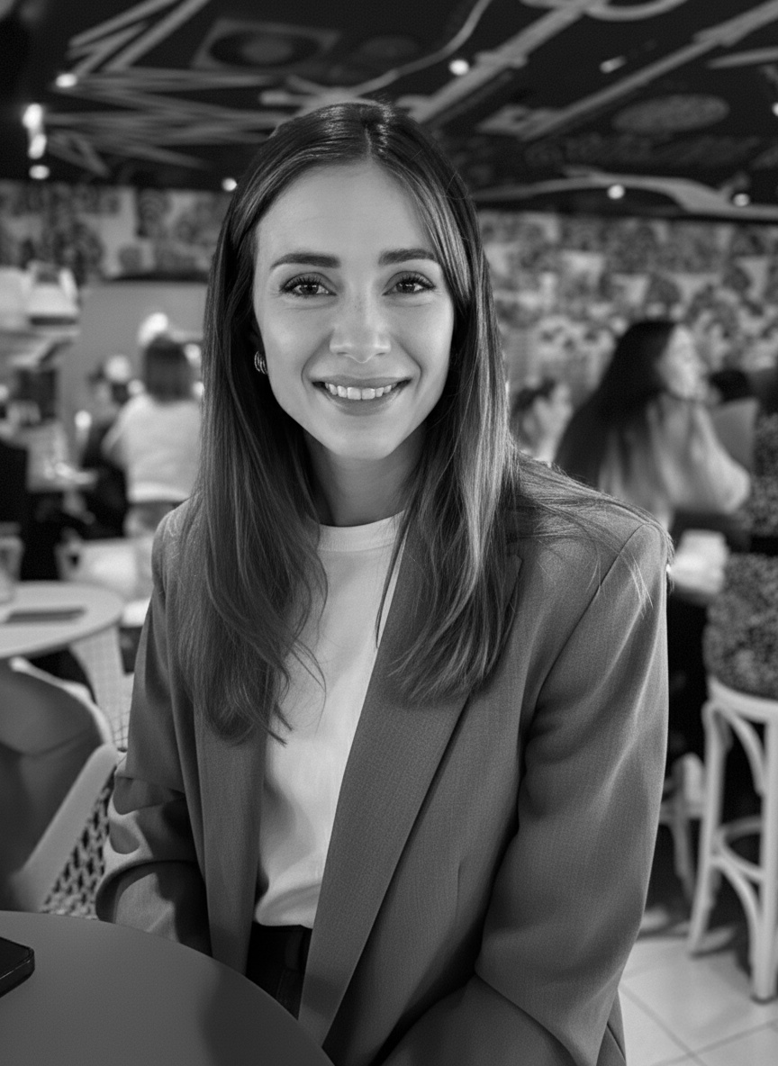 Black-and-white portrait of Margaux